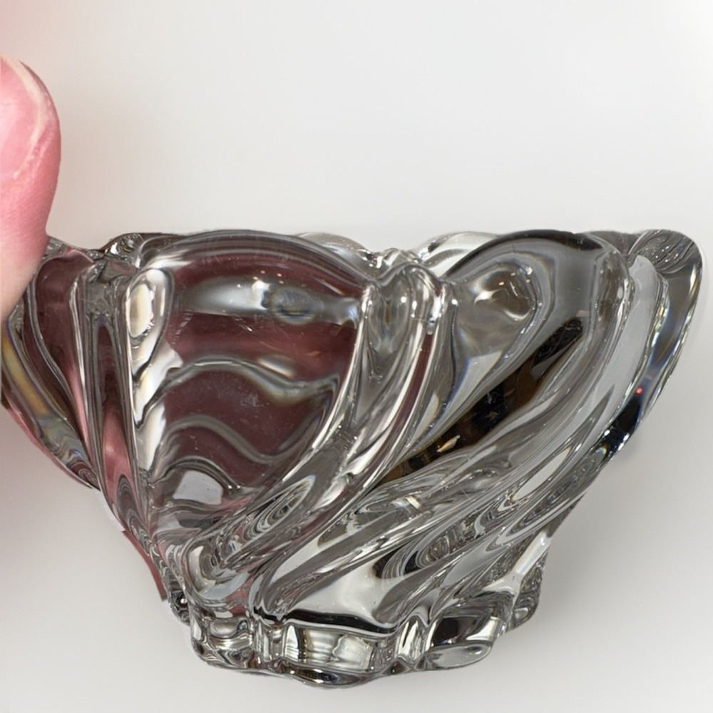 Mikasa Lead Crystal Swirl Votive Candle Holder Clear Glass Scalloped Bowl - Picture 3 of 4